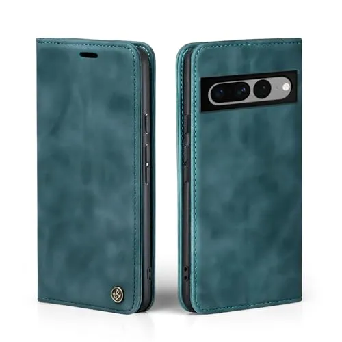 LBH Handyhülle für Google Pixel 7 Pro in Petrol Blau mit Karten- und Geldfach Smartphone Hülle mit Standfunktion Flip Case Schutzhülle Magnetverschluss Vintage
