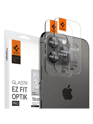 Spigen Glass tR EZ Fit Optik Pro 2 Pack - black - iPhone 17/16/15/14 Pro / 17/16/15/14 Pro Max