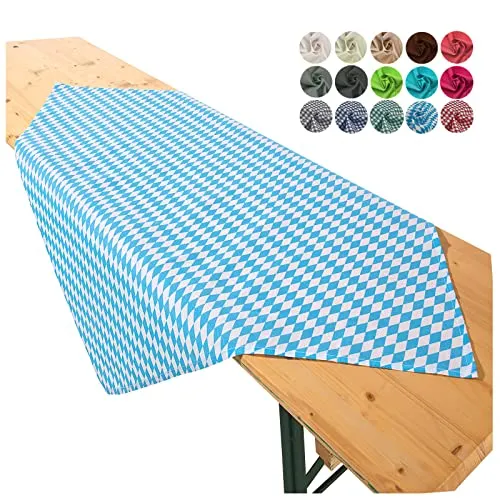 heimtexland ® Tischdecke Bierzeltgarnitur Biertischdecke Garten Tischdeko Oktoberfest Mitteldecke Typ861 Bayrisch Raute 90x90 cm