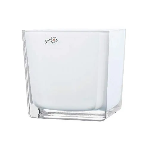 Würfel Glas farbig Blumentopf Übertopf Blumenübertopf weiß 14 cm