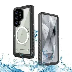 Für Samsung Galaxy S25 Ultra 5G MagSafe Grad Full Body Wasserdichte Schutz Handy Tasche Schwarz