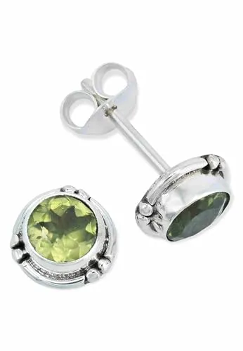 Ohrstecker 925 Silber Peridot leuchtend grüner Stein Edelstein Ohrringe echt Silber Damen Sterling Silber Stecker Geschenk(MOS-027-59)