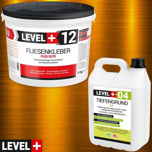 Fertig Flexkleber Set 15kg + Tiefengrund 5L