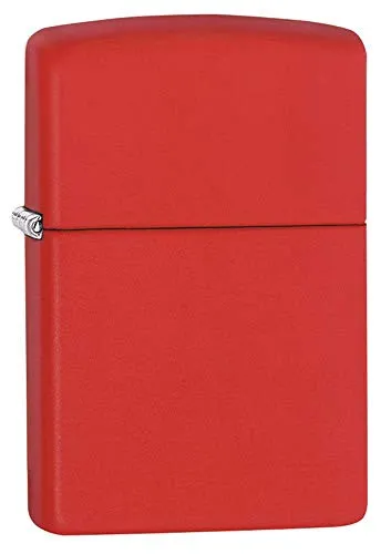 Zippo 233 Classic Feuerzeug, Red Matte, 5,5 cm - Robustes Messinggehäuse, zündet zuverlässig bei Wind und Wetter. Ideal für den Alltag und Outdoor-Aktivitäten, mit weltberühmter Zippo Garantie. Unbefüllt für individuelle Nutzung erhältlich.