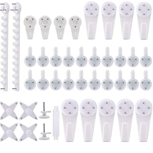 Kissral 42pcs Bilderhaken Ohne Bohren Bildaufhänger Set Bilder Aufhängen Ohne Nagel Wand Wandhaken Weiß Modern für Kleidung Tasche Küche Innendekoration