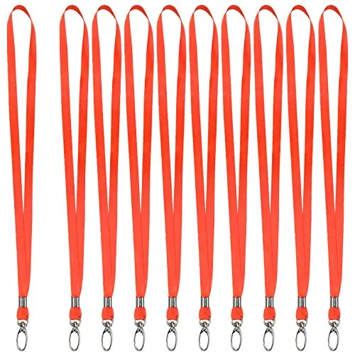 Fangehong 10 Stück Nylon Schlüsselbänder mit Swivel Schließe, Büro Schlüsselband Umhängeband Abzeichen Lanyards, Neck Strap Lanyard für Kamera Schlüssel Ausweishülle Namensschilder (Rot)