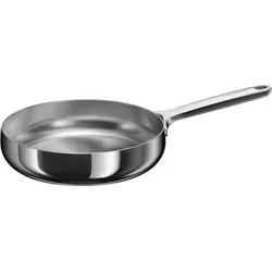 BergHOFF Home Bratpfanne Ø 24 cm, Edelstahlpfanne, & PTFE frei, Induktion, Elektro, Keramik & Gas, Spülmaschinenfest, Stellar Steel - Grau