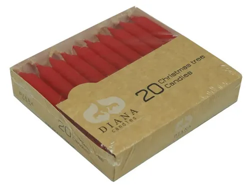 Diana Candles Baumkerzen Ø 1,2 cm x 11cm rot 20er Pack Baumkerze Weihnachts