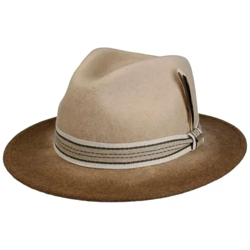 Stetson Travellerhut Wollhut mit Garniturband Herren Sommer Winter beige-braun L (58-59 cm)