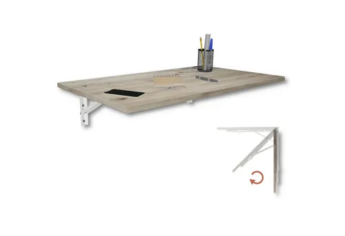 KDR Produktgestaltung Klapptisch 80x50 Wandklapptisch Esstisch Küchentisch Schreibtisch Wand Tisch, Eiche astig