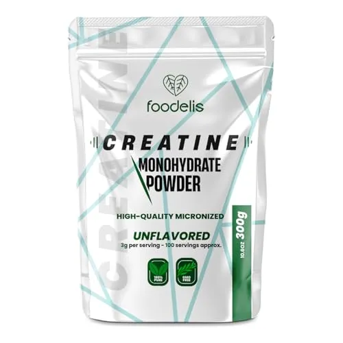 Creatin Monohydrat Pulver 300g | 100% kreatin monohydrat pulver in Mikronisiert | Geschmacklos | Inklusive Spender | Optimale Löslichkeit | Vegan | Gmo Free