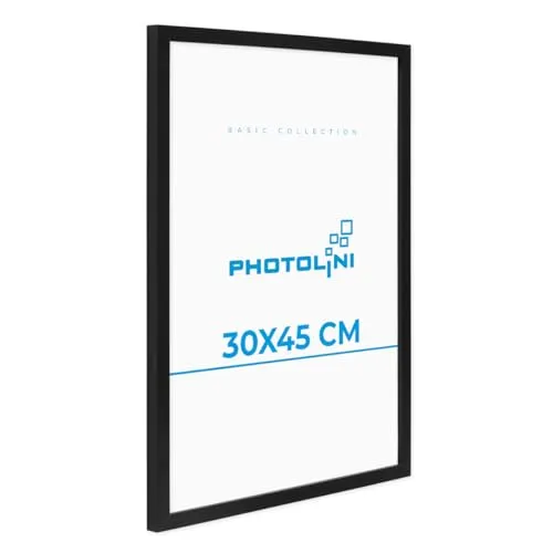 PHOTOLINI Bilderrahmen 30x45 cm Schwarz MDF-Holz mit Acrylglas - Stylischer Bilderrahmen aus robustem MDF-Holz, ideal für Fotos und Poster. Bruchsicheres Acrylglas schützt Ihre Bilder. Einfaches Wechseln der Motive und Aufhängen im Hoch- oder Querformat.
