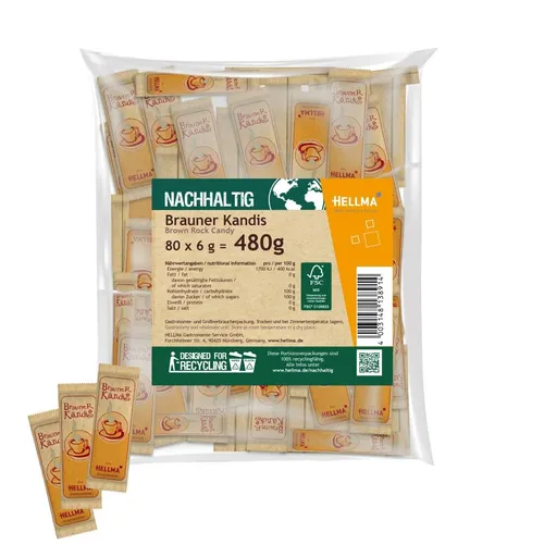 Hellma Brauner Kandis nachhaltig 80 x 6g Zucker