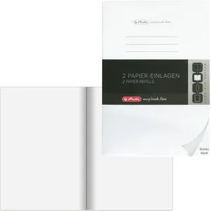Herlitz 50034130 Refill für Notizheft flex - A5, 2 x 40 Blatt blanko, FSC-zertifiziertes Papier mit abgerundeten Ecken und Beschriftungslinien