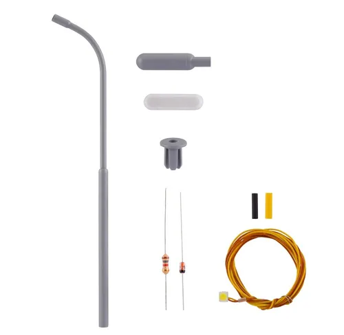 Viessmann 6722 - H0 Bausatz Peitschenleuchte, LED weiße Beleuchtung für Modelleisenbahnen, perfektes Zubehör für realistische Szenen