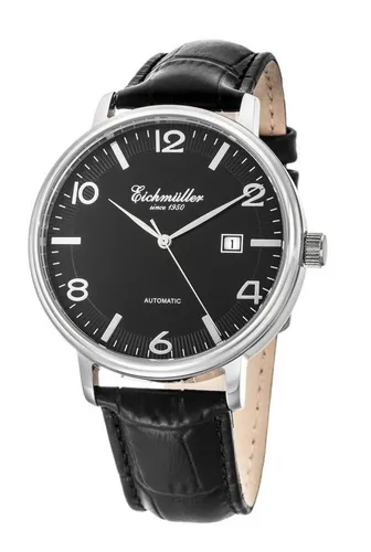 Eichmüller Automatikuhr RE7023 für Herren – Elegante Uhr mit präziser Mechanik - Herrenuhren – Klassische Automatikuhr mit schwarzem Lederarmband und 42 mm Edelstahlgehäuse, ideal für stilvolle Auftritte.