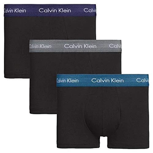 Calvin Klein Herren 3p Low Rise Trunk' Boxershorts, Schwarz (B-ASTRAL AURA/CORSAIR/GREY SMOKE SZM), Small (3er Pack)