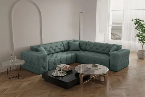Ecksofa Designersofa CHANTAL in grün von Fun Möbel