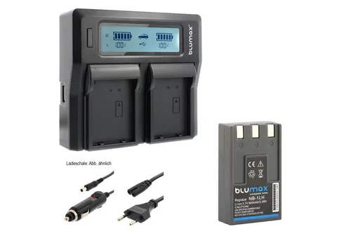 Blumax Set mit Lader für Canon NB-1LH IXUS 500 430 900mAh Kamera-Ladegerät