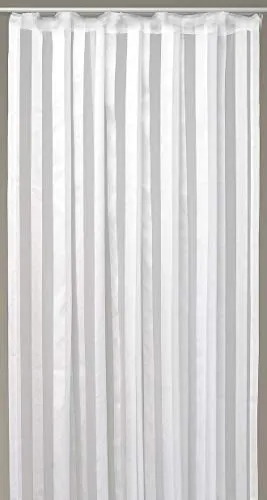 Dekoschal Gardine Vorhang Streifen halbtransparent Auswahl: Universalband 140x 145cm weiß - perlweiß