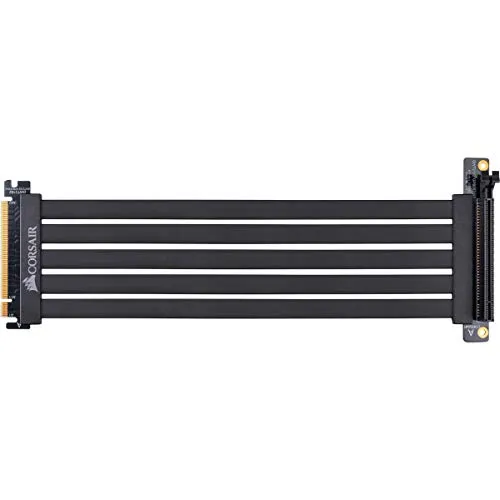 Corsair Premium PCIe 3.0 x16-Verlängerungskabel, 300 mm - SATA-Kabel für Hochgeschwindigkeits-PCIE 3.0 mit EMI-Abschirmung, ideal für vertikale Grafikkarteninstallation und maximale Flexibilität.