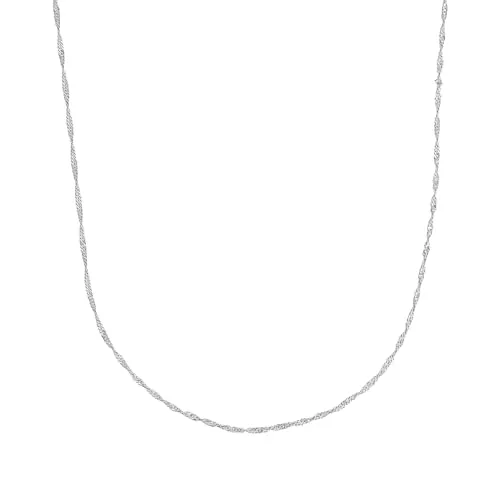 Amor Silberkette Collier für Damen aus 925 Sterling Silber - Ketten ohne Anhänger, hochwertiges 925 Sterling Silber, 45 cm Länge, ideal als Geschenk in Schmuckbox.
