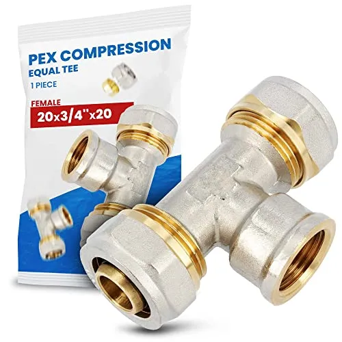 T-Stück PEX-AL-PEX Schraubfitting 20 x 3/4'' x 20 IG Messing Klemmverschraubung Sanitärsystem Heizungsschlauch Rohradapter T-Anschluss
