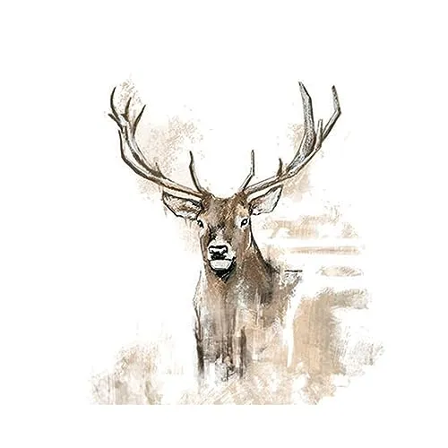 Servietten Tiere Hirsch in gemalter Form als Tischdeko. Papierservietten mit Motiv. Auch für Decoupage und Serviettentechnik 33x33cm 20