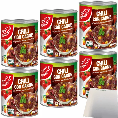 Gut&Günstig Chili con Carne mit pikantem Schweinefleisch 6x800g Dose usy Block