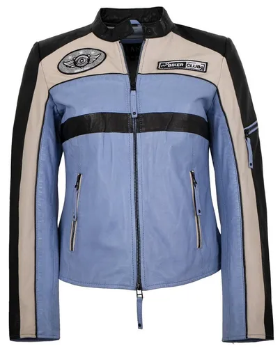 Jilani Lederjacke Svea Jilani - Damen Lederjacke Bikerjacke Lammnappa schwarz-blau