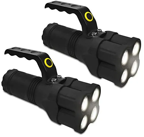 Eaxus® 2er Set LED Handscheinwerfer/Taschenlampe LED mit Griff - extrem hell, 200 Meter
