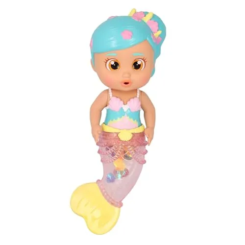 Bloopies Shimmer - Mermaids - Alice - Badespaß Spielpuppe - Kuscheltiere mit spritzendem Badespaß! Fülle die Puppe mit Wasser und entdecke den funkelnden, transparenten rosa Schwanz voller Charms. Perfekt für Kinder ab 18 Monaten!