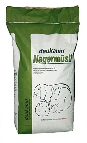 Deukanin Nagermüsli 20 kg - Futter für Kaninchen, Meerschweinchen & Hamster, reich an Vitamin C und mit leicht verdaulichen Futterflocken für glänzendes Fell und optimale Gewichtszunahme.