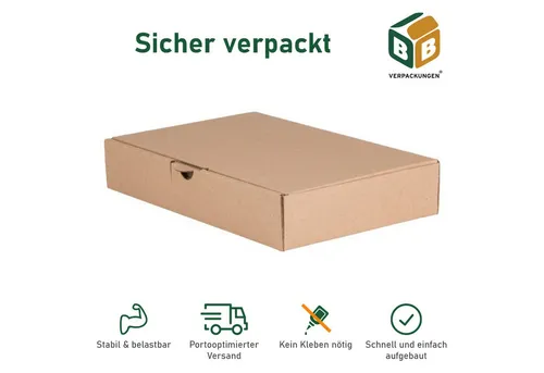 BB-Verpackungen Versandkarton Maxibriefkarton DIN A6, 1000 Stück - Sichere und praktische Maxibriefkartons für den Versand Ihrer Waren. Mit Sicherheitsverschluss und stabiler Wellpappe bieten sie optimalen Schutz. Ideal auf die Versanddienstleister abgestimmt, sparen Sie Portokosten und versenden sicher.