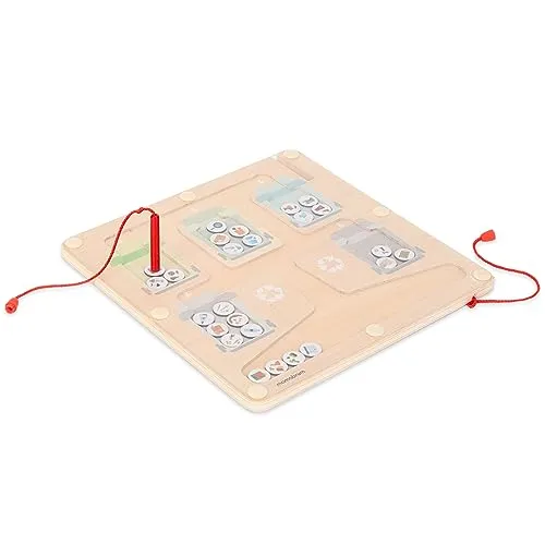 mamabrum Magnetisches Motorikspielzeug aus Holz – Montessori Sortierspiel & Recycling Spielzeug zur Förderung von Umweltbewusstsein, Feinmotorik & Konzentration, ab 3 Jahren