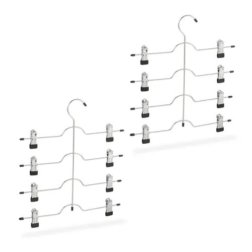 Mehrfachbügel Hosenhalter Klemmbügelset - Raumsparbügel für Kleider, ideal zur platzsparenden Aufbewahrung von Hosen und Röcken, aus robustem Eisen und Kunststoff gefertigt.