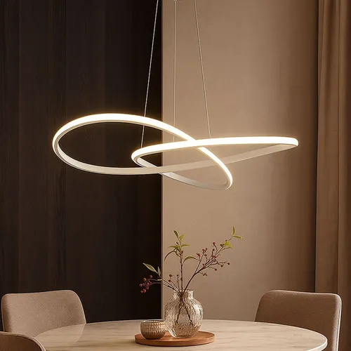 Pendelleuchte LED Esstischlampe 50x100 cm - Moderne Hängelampe aus Aluminium in elegantem Weiß, 20W mit 2540lm warmweißem Licht. Ideal für Wohnzimmer und Essbereich, schafft eine besondere Atmosphäre.