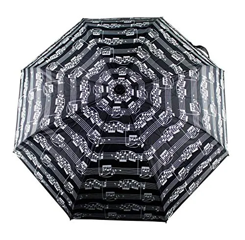 agifty Regenschirm (Taschenschirm) Notenzeilen schwarz - Sonstige, kreatives Design mit Notenzeilen-Motiv – perfekt für Musikliebhaber und als stylisches Accessoire bei jedem Wetter.