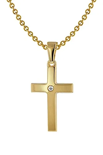 trendor Kreuz-Anhänger Gold 333/8 Karat mit vergoldeter Halskette 75426-40 - Ketten für Herren mit hochwertigem Kreuz-Anhänger aus Echt-Gold und feiner goldplattierter Kette. Perfekt als stilvolles Geschenk für besondere Anlässe.