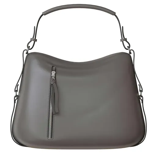 KMISSO Damen Shopper Tasche Hobo Bag Rucksackfunktion groß aus veganem Leder 30657 D.Grey