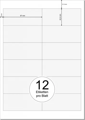 PRINTATION Folien-Etiketten klar transparent (B97xH42,4mm) 25xA4 à 12 Eti. 1431541-NK