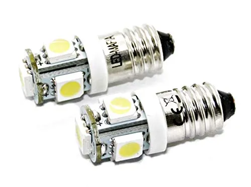 LED-Mafia® 2x E10 Drehsockel EY 10 Schraubsockel 6 Volt - LED SMD E10 6V (weiß)