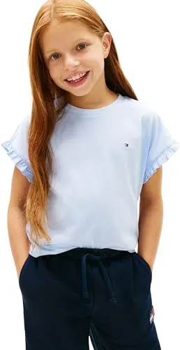 Tommy Hilfiger Mädchen T-Shirt Kurzarm Essential Top Relaxed Fit, Blau (Sweet Blue), 5 Jahre