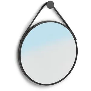 Zeller Present Rundspiegel, Schwarz, 40x40 cm - Eleganter Wandspiegel in Schwarz, aus Metall und Glas, ideal für moderne Wohnräume und sorgt für eine stilvolle Raumerweiterung.