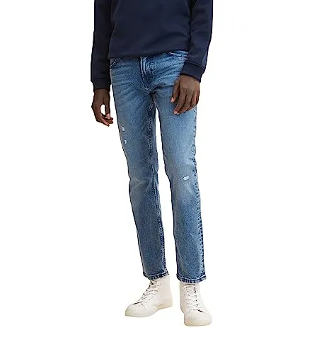 TOM TAILOR Slim-fit-Jeans blau 31/34 - Stylische Slim-fit-Jeans in destroyed light stone blue, aus 98% Baumwolle für hohen Tragekomfort, perfekt für lässige Outfits und jedes Abenteuer.
