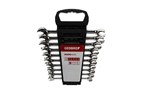 GEDORE-Red Maulschlüssel R05905010 - 10-teiliges Maul-Ringratschenschlüssel Set 10-19mm, mit Ratschenfunktion und verchromter Oberfläche für vielseitige Anwendungen