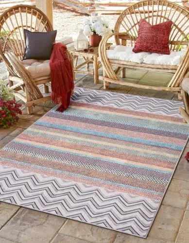 MY-RUG Outdoor Teppich Rivka 160x230cm - Wetterfester Kurzflor Teppich für Balkon und Terrasse, maschinenwaschbar bis 30°C und mit rutschfester Unterseite für sicheren Halt.