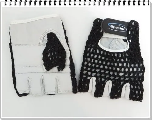 Handschuhe schwarz Strick/Leder Gr. M