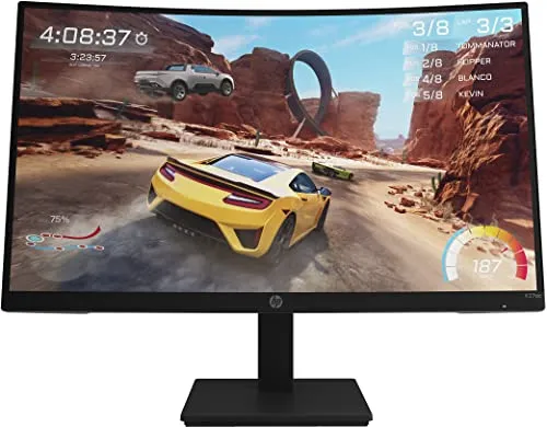 HP - Gaming X27qc 27 Zoll gebogener Monitor, VA 16:9 QHD 165 Hz, 1 ms, blendfrei, 350 nits, 3000:1, AMD FreeSync Premium, Low Blue Light, VESA 10x10 cm, HDMI 2.0, Displayport 1.4, N Ich war