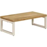 vidaXL Couchtisch aus massivem Mango und Stahl 100x50x35 cm - Stilvoller Couchtisch aus robustem Mangoholz und Stahl, vielseitig einsetzbar als Esstisch oder Bürotisch. Jedes Stück ein Unikat mit einzigartiger Holzmaserung.